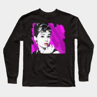 Audrey Hepburn 'Pink' Long Sleeve T-Shirt